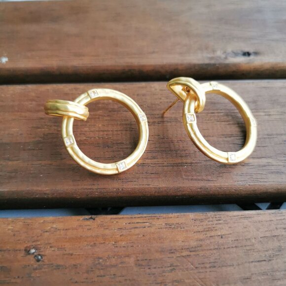 Julie Vos Astor Doorknocker Hoop Earrings. 24K Gold Plate - Picture 3 of 5